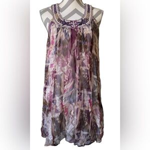 Midnight Velvet Dress Size:3X Purple and Gray Beaded Sleeveless Dress